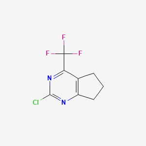 molecular formula C8H6ClF3N2 B2887330 2-Chloro-4-(trifluoromethyl)-6,7-dihydro-5H-cyclopenta[d]pyrimidine CAS No. 1211580-47-0