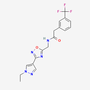molecular formula C17H16F3N5O2 B2887347 N-((3-(1-ethyl-1H-pyrazol-4-yl)-1,2,4-oxadiazol-5-yl)methyl)-2-(3-(trifluoromethyl)phenyl)acetamide CAS No. 2034516-30-6