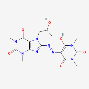 5-(2-(7-(2-hydroxypropyl)-1,3-dimethyl-2,6-dioxo-2,3,6,7-tetrahydro-1H-purin-8-yl)hydrazono)-1,3-dimethylpyrimidine-2,4,6(1H,3H,5H)-trione