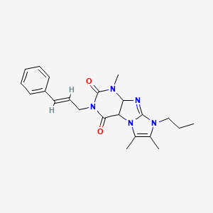 molecular formula C22H25N5O2 B2887356 1,6,7-trimethyl-3-[(2E)-3-phenylprop-2-en-1-yl]-8-propyl-1H,2H,3H,4H,8H-imidazo[1,2-g]purine-2,4-dione CAS No. 878720-80-0