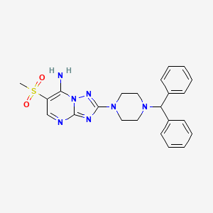 molecular formula C23H25N7O2S B2887358 2-(4-Benzhydrylpiperazino)-6-(methylsulfonyl)[1,2,4]triazolo[1,5-a]pyrimidin-7-ylamine CAS No. 866018-16-8