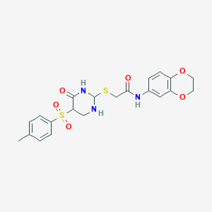 N-(2,3-dihydro-1,4-benzodioxin-6-yl)-2-[[5-(4-methylphenyl)sulfonyl-4-oxo-1,3-diazinan-2-yl]sulfanyl]acetamide