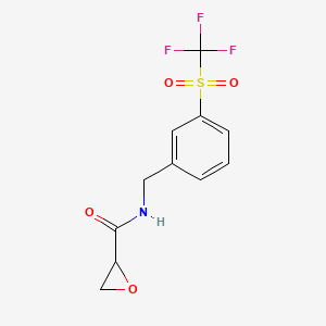 molecular formula C11H10F3NO4S B2887369 N-[[3-(Trifluoromethylsulfonyl)phenyl]methyl]oxirane-2-carboxamide CAS No. 2411260-73-4