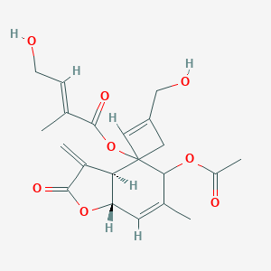 molecular formula C22H28O8 B2887370 [(3As,6E,10Z,11aS)-9-acetyloxy-6-(hydroxymethyl)-10-methyl-3-methylidene-2-oxo-3a,4,5,8,9,11a-hexahydrocyclodeca[b]furan-4-yl] (E)-4-hydroxy-2-methylbut-2-enoate CAS No. 1000865-06-4