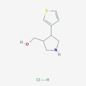 molecular formula C9H14ClNOS B2887379 [4-(Thiophen-3-yl)pyrrolidin-3-yl]methanol hydrochloride CAS No. 1803604-81-0