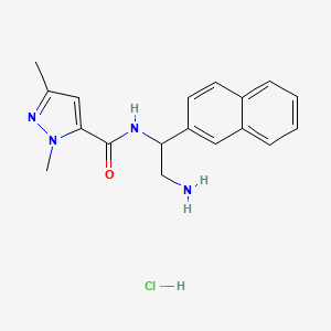N-(2-Amino-1-naphthalen-2-ylethyl)-2,5-dimethylpyrazole-3-carboxamide;hydrochloride