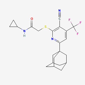 2-{[6-(1-adamantyl)-3-cyano-4-(trifluoromethyl)-2-pyridinyl]sulfanyl}-N-cyclopropylacetamide