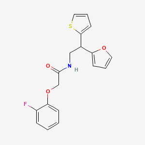 molecular formula C18H16FNO3S B2887393 2-(2-fluorophenoxy)-N-[2-(furan-2-yl)-2-(thiophen-2-yl)ethyl]acetamide CAS No. 2097857-28-6