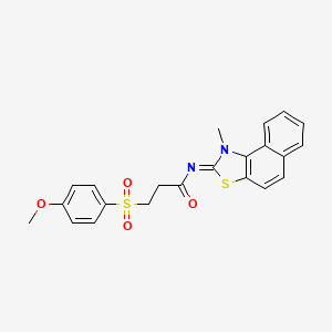 molecular formula C22H20N2O4S2 B2887427 (E)-3-((4-methoxyphenyl)sulfonyl)-N-(1-methylnaphtho[1,2-d]thiazol-2(1H)-ylidene)propanamide CAS No. 941902-32-5