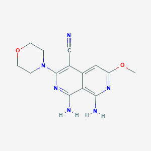 molecular formula C14H16N6O2 B2887428 1,8-Diamino-6-methoxy-3-morpholin-4-yl-2,7-naphthyridine-4-carbonitrile CAS No. 452344-47-7