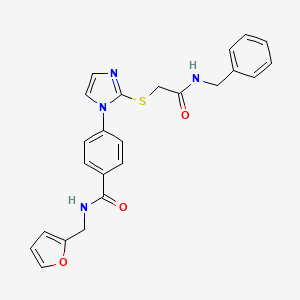 molecular formula C24H22N4O3S B2887433 4-(2-((2-(benzylamino)-2-oxoethyl)thio)-1H-imidazol-1-yl)-N-(furan-2-ylmethyl)benzamide CAS No. 1207037-06-6
