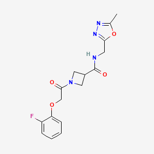molecular formula C16H17FN4O4 B2887445 1-(2-(2-fluorophenoxy)acetyl)-N-((5-methyl-1,3,4-oxadiazol-2-yl)methyl)azetidine-3-carboxamide CAS No. 1448037-44-2