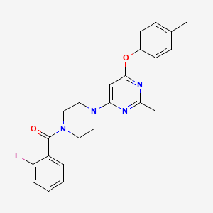 molecular formula C23H23FN4O2 B2887447 (2-Fluorophenyl)(4-(2-methyl-6-(p-tolyloxy)pyrimidin-4-yl)piperazin-1-yl)methanone CAS No. 946372-25-4