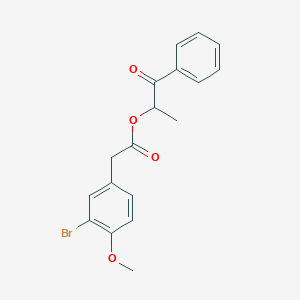 molecular formula C18H17BrO4 B288747 1-Methyl-2-oxo-2-phenylethyl (3-bromo-4-methoxyphenyl)acetate 