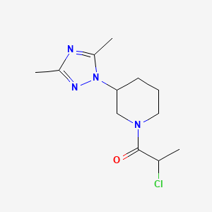 molecular formula C12H19ClN4O B2887497 2-Chloro-1-[3-(3,5-dimethyl-1,2,4-triazol-1-yl)piperidin-1-yl]propan-1-one CAS No. 2411306-93-7