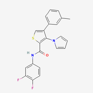molecular formula C22H16F2N2OS B2887535 N-(3,4-difluorophenyl)-4-(3-methylphenyl)-3-(1H-pyrrol-1-yl)thiophene-2-carboxamide CAS No. 1358447-06-9