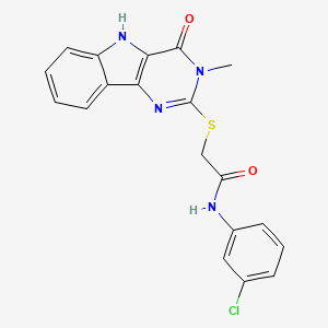 molecular formula C19H15ClN4O2S B2887539 N-(3-chlorophenyl)-2-((3-methyl-4-oxo-4,5-dihydro-3H-pyrimido[5,4-b]indol-2-yl)thio)acetamide CAS No. 537668-50-1