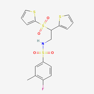 molecular formula C17H16FNO4S4 B2887548 4-fluoro-3-methyl-N-[2-(2-thienyl)-2-(2-thienylsulfonyl)ethyl]benzenesulfonamide CAS No. 896349-09-0
