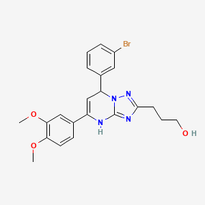 molecular formula C22H23BrN4O3 B2887552 3-[7-(3-Bromophenyl)-5-(3,4-dimethoxyphenyl)-4,7-dihydro[1,2,4]triazolo[1,5-a]pyrimidin-2-yl]propan-1-ol CAS No. 618395-91-8