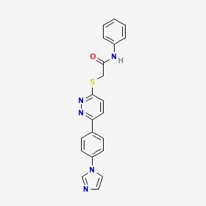 molecular formula C21H17N5OS B2887557 2-[6-(4-imidazol-1-ylphenyl)pyridazin-3-yl]sulfanyl-N-phenylacetamide CAS No. 905668-04-4