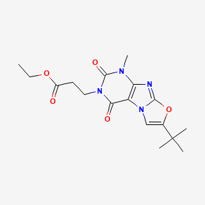 molecular formula C17H22N4O5 B2887560 ethyl 3-(7-(tert-butyl)-1-methyl-2,4-dioxo-1,2-dihydrooxazolo[2,3-f]purin-3(4H)-yl)propanoate CAS No. 899948-29-9