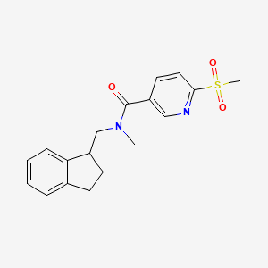 molecular formula C18H20N2O3S B2887562 N-(2,3-Dihydro-1H-inden-1-ylmethyl)-N-methyl-6-methylsulfonylpyridine-3-carboxamide CAS No. 2249155-89-1