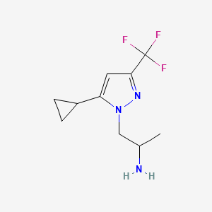 molecular formula C10H14F3N3 B2887564 {2-[5-cyclopropyl-3-(trifluoromethyl)-1H-pyrazol-1-yl]-1-methylethyl}amine CAS No. 1006456-87-6