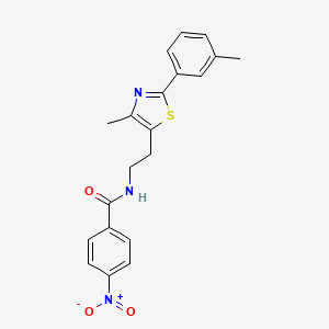 molecular formula C20H19N3O3S B2887566 N-{2-[4-methyl-2-(3-methylphenyl)-1,3-thiazol-5-yl]ethyl}-4-nitrobenzamide CAS No. 890955-55-2