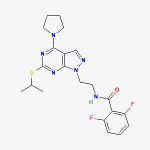 molecular formula C21H24F2N6OS B2887570 2,6-二氟-N-(2-(6-(异丙硫)-4-(吡咯烷-1-基)-1H-吡唑并[3,4-d]嘧啶-1-基)乙基)苯甲酰胺 CAS No. 946283-21-2