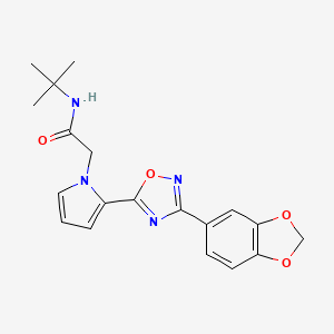 molecular formula C19H20N4O4 B2887571 2-{2-[3-(1,3-benzodioxol-5-yl)-1,2,4-oxadiazol-5-yl]-1H-pyrrol-1-yl}-N-tert-butylacetamide CAS No. 1261005-15-5