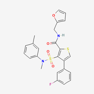molecular formula C24H21FN2O4S2 B2887581 4-(3-fluorophenyl)-N-(2-furylmethyl)-3-{[methyl(3-methylphenyl)amino]sulfonyl}thiophene-2-carboxamide CAS No. 1105197-62-3
