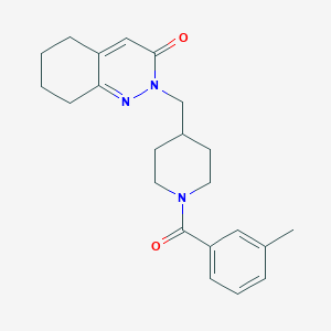 molecular formula C22H27N3O2 B2887588 2-[[1-(3-Methylbenzoyl)piperidin-4-yl]methyl]-5,6,7,8-tetrahydrocinnolin-3-one CAS No. 2309189-23-7
