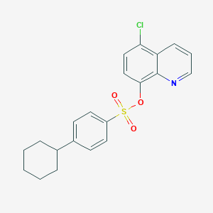 molecular formula C21H20ClNO3S B288760 5-Chloro-8-quinolinyl 4-cyclohexylbenzenesulfonate 