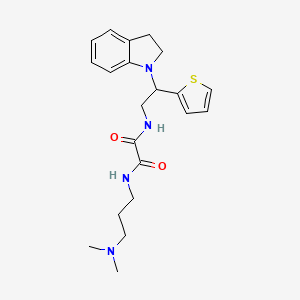 B2887659 N1-(3-(dimethylamino)propyl)-N2-(2-(indolin-1-yl)-2-(thiophen-2-yl)ethyl)oxalamide CAS No. 898407-54-0