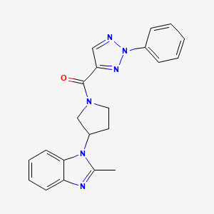 molecular formula C21H20N6O B2887688 (3-(2-methyl-1H-benzo[d]imidazol-1-yl)pyrrolidin-1-yl)(2-phenyl-2H-1,2,3-triazol-4-yl)methanone CAS No. 2034421-33-3