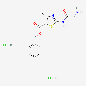 molecular formula C14H17Cl2N3O3S B2887692 Benzyl 2-(2-aminoacetamido)-4-methyl-1,3-thiazole-5-carboxylate dihydrochloride CAS No. 1417635-76-7