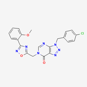 molecular formula C21H16ClN7O3 B2887694 3-(4-chlorobenzyl)-6-((3-(2-methoxyphenyl)-1,2,4-oxadiazol-5-yl)methyl)-3H-[1,2,3]triazolo[4,5-d]pyrimidin-7(6H)-one CAS No. 1207006-14-1