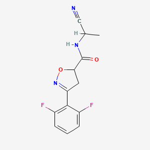 molecular formula C13H11F2N3O2 B2887696 N-(1-cyanoethyl)-3-(2,6-difluorophenyl)-4,5-dihydro-1,2-oxazole-5-carboxamide CAS No. 1808686-05-6