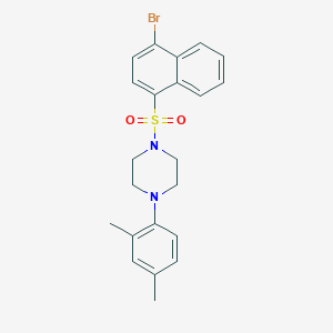 molecular formula C22H23BrN2O2S B288770 1-[(4-Bromo-1-naphthyl)sulfonyl]-4-(2,4-dimethylphenyl)piperazine 