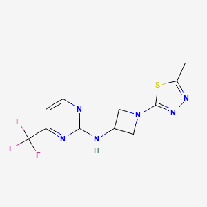 molecular formula C11H11F3N6S B2887702 N-[1-(5-Methyl-1,3,4-thiadiazol-2-yl)azetidin-3-yl]-4-(trifluoromethyl)pyrimidin-2-amine CAS No. 2415464-81-0