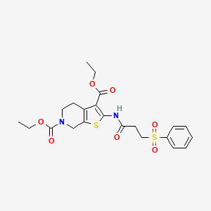 B2887723 diethyl 2-(3-(phenylsulfonyl)propanamido)-4,5-dihydrothieno[2,3-c]pyridine-3,6(7H)-dicarboxylate CAS No. 892855-60-6