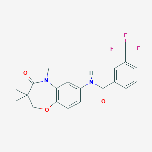 molecular formula C20H19F3N2O3 B2887764 3-(trifluoromethyl)-N-(3,3,5-trimethyl-4-oxo-2,3,4,5-tetrahydrobenzo[b][1,4]oxazepin-7-yl)benzamide CAS No. 921541-88-0