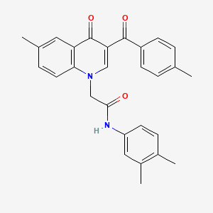 molecular formula C28H26N2O3 B2887767 N-(3,4-dimethylphenyl)-2-(6-methyl-3-(4-methylbenzoyl)-4-oxoquinolin-1(4H)-yl)acetamide CAS No. 898344-45-1