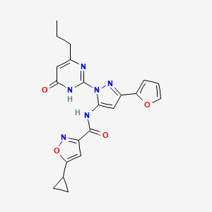 5-cyclopropyl-N-(3-(furan-2-yl)-1-(6-oxo-4-propyl-1,6-dihydropyrimidin-2-yl)-1H-pyrazol-5-yl)isoxazole-3-carboxamide