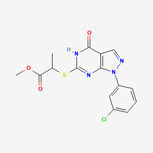 molecular formula C15H13ClN4O3S B2887777 methyl 2-((1-(3-chlorophenyl)-4-hydroxy-1H-pyrazolo[3,4-d]pyrimidin-6-yl)thio)propanoate CAS No. 921909-02-6