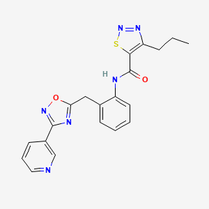 molecular formula C20H18N6O2S B2887830 4-propyl-N-(2-((3-(pyridin-3-yl)-1,2,4-oxadiazol-5-yl)methyl)phenyl)-1,2,3-thiadiazole-5-carboxamide CAS No. 1797959-54-6