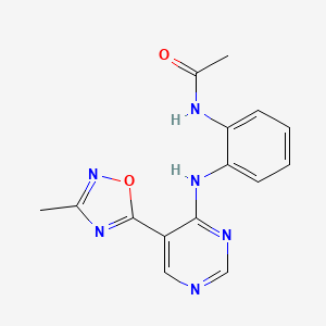 molecular formula C15H14N6O2 B2887835 N-(2-((5-(3-甲基-1,2,4-恶二唑-5-基)嘧啶-4-基)氨基)苯基)乙酰胺 CAS No. 2034542-36-2