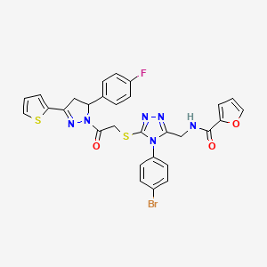 molecular formula C29H22BrFN6O3S2 B2887837 N-[[4-(4-溴苯基)-5-[2-[3-(4-氟苯基)-5-噻吩-2-基-3,4-二氢吡唑-2-基]-2-氧代乙基]硫烷基-1,2,4-三唑-3-基]甲基]呋喃-2-甲酰胺 CAS No. 393585-88-1