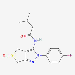 molecular formula C16H18FN3O2S B2887839 N-[2-(4-fluorophenyl)-5-oxo-4,6-dihydrothieno[3,4-c]pyrazol-3-yl]-3-methylbutanamide CAS No. 1020453-09-1