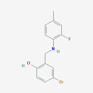 molecular formula C14H13BrFNO B2887848 4-Bromo-2-{[(2-fluoro-4-methylphenyl)amino]methyl}phenol CAS No. 1232799-99-3